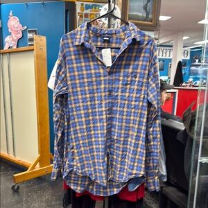 Nike Blue and Yellow Casual Button Down Shirt